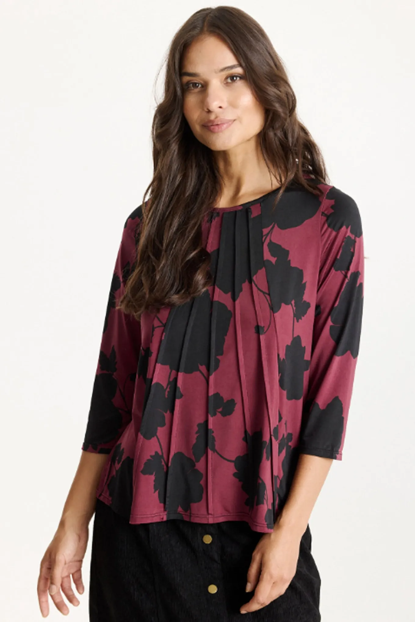 Blouse Lucette 3/4 sleeves Burgundy 16874
