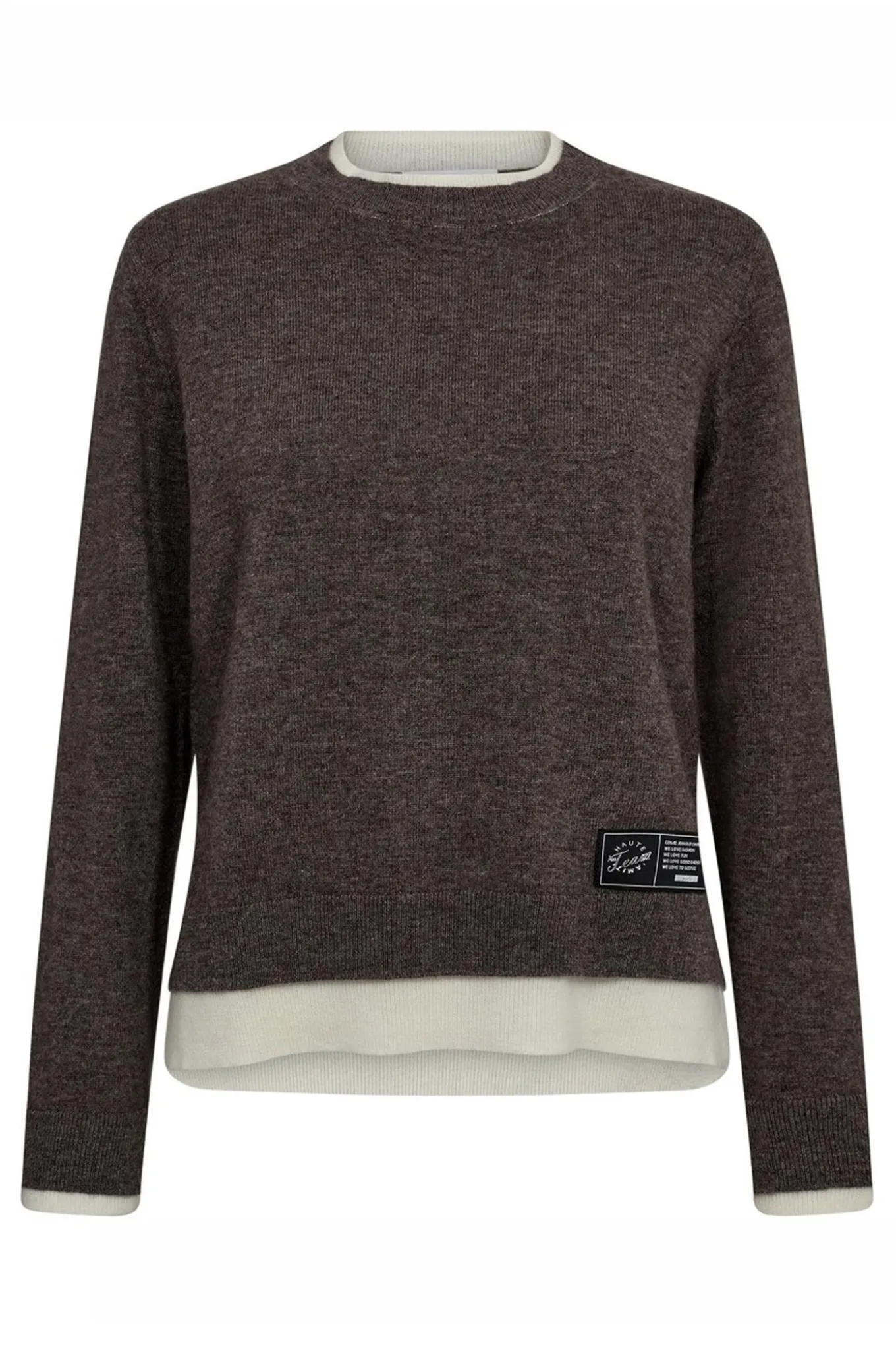 Cash TwoinOne Pullover Mocca Melange/ OffWhite HL10302