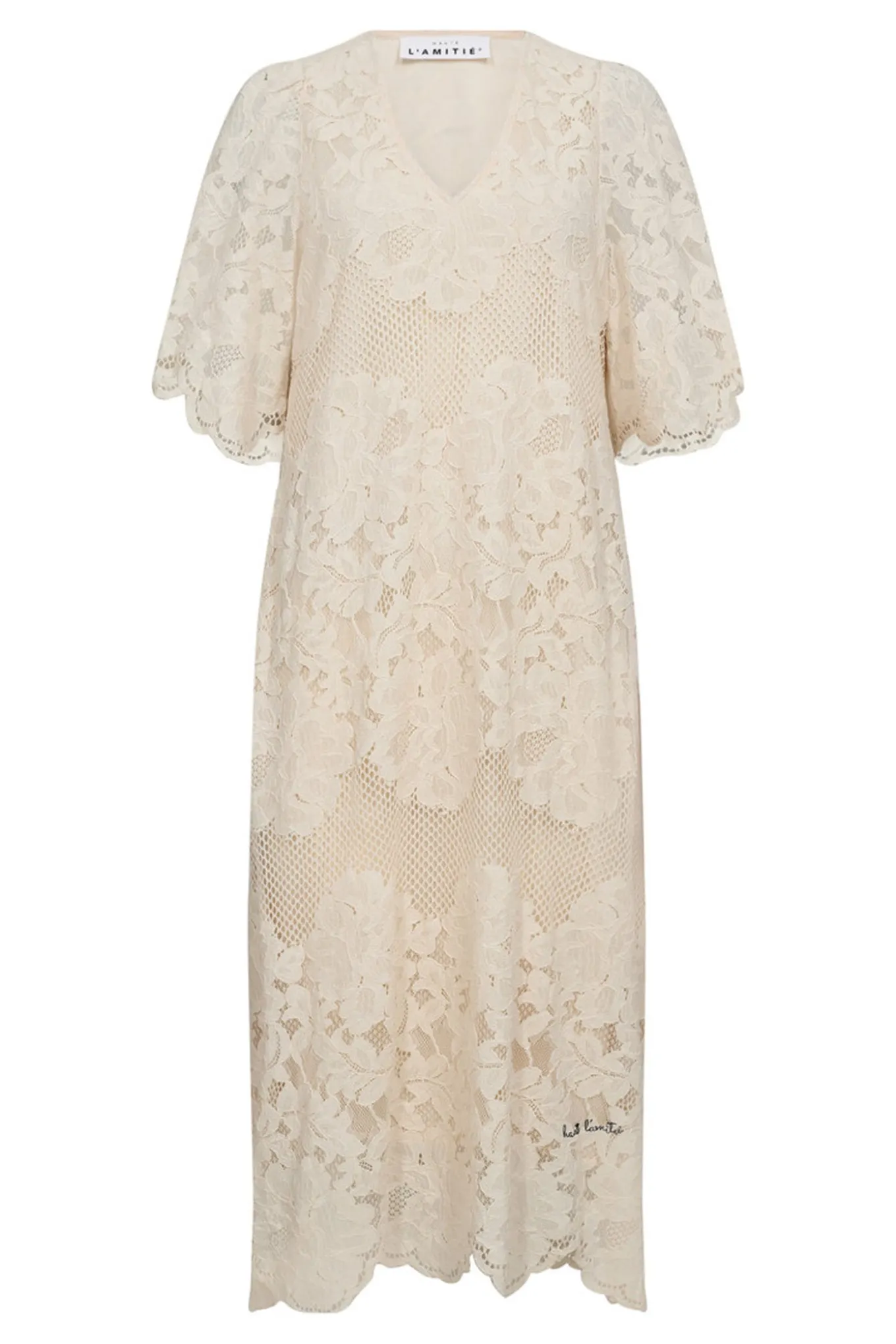 Curvey Lace Hem Dress Pearl HL10009