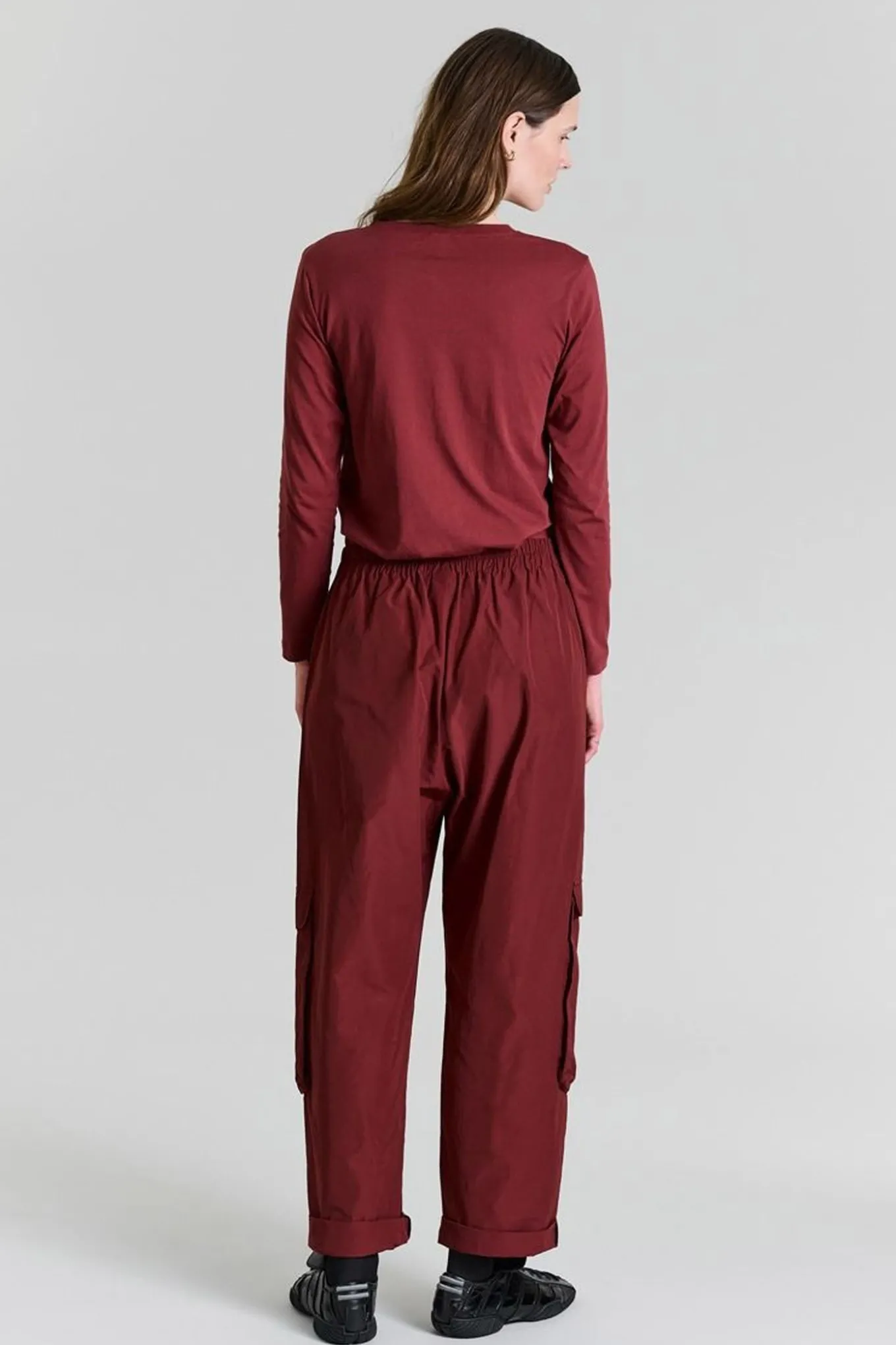 Fukkura poplin lommebukser Maroon 25623805302