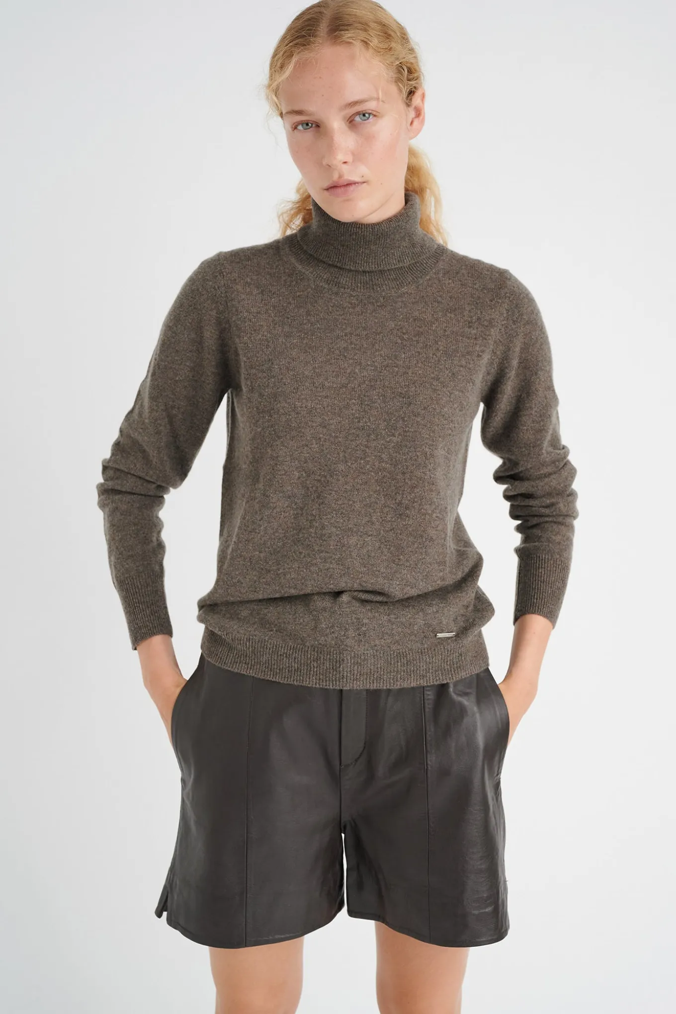 LukkaIW Rollneck Pullover Brown Melange 30108211