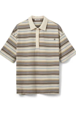 PILSW OVERSIZE STRIPED POLO SH 0140 Off White Striped S261515