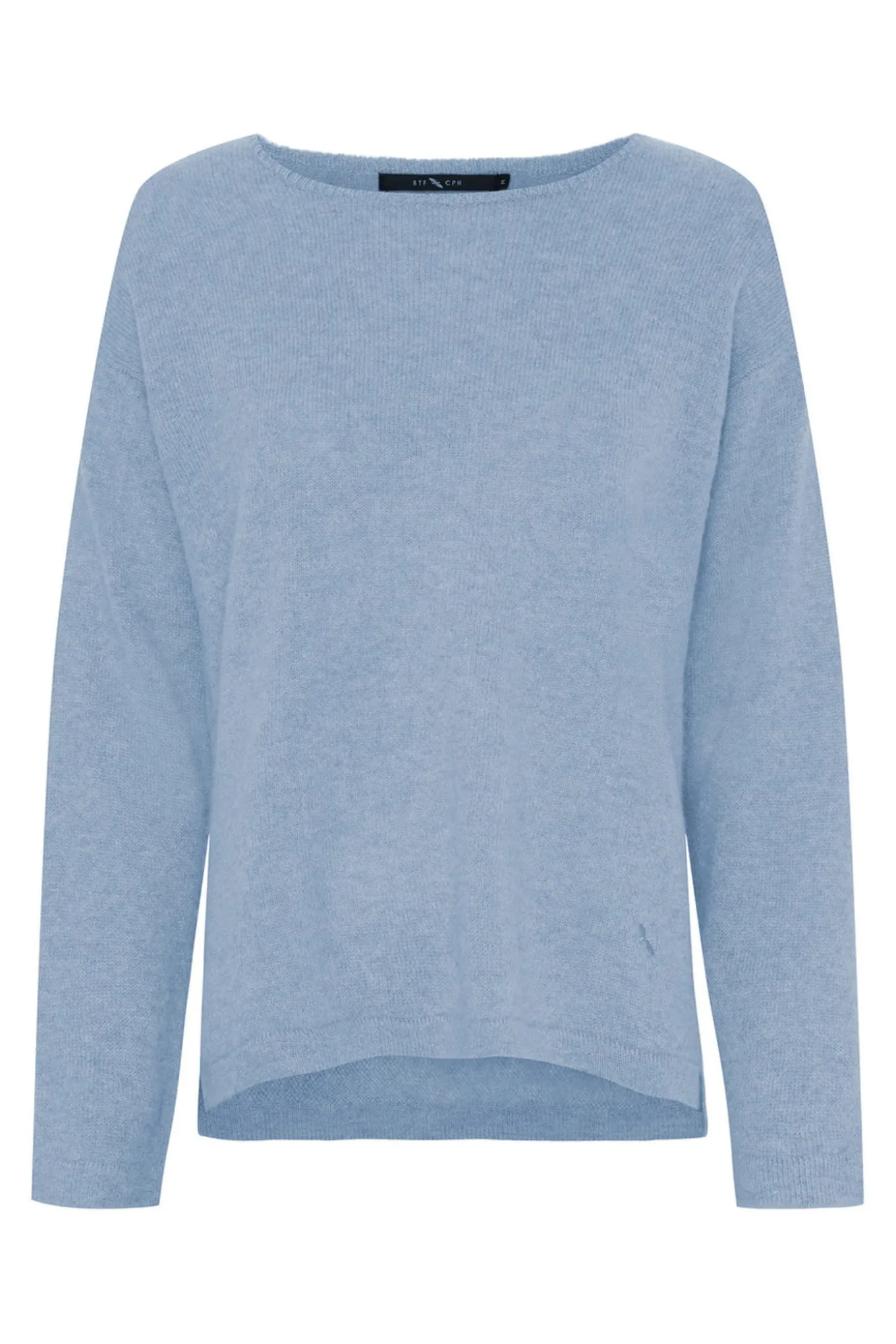 Pure Cashmere Pullover w. Boat Light Blue Melange 500083