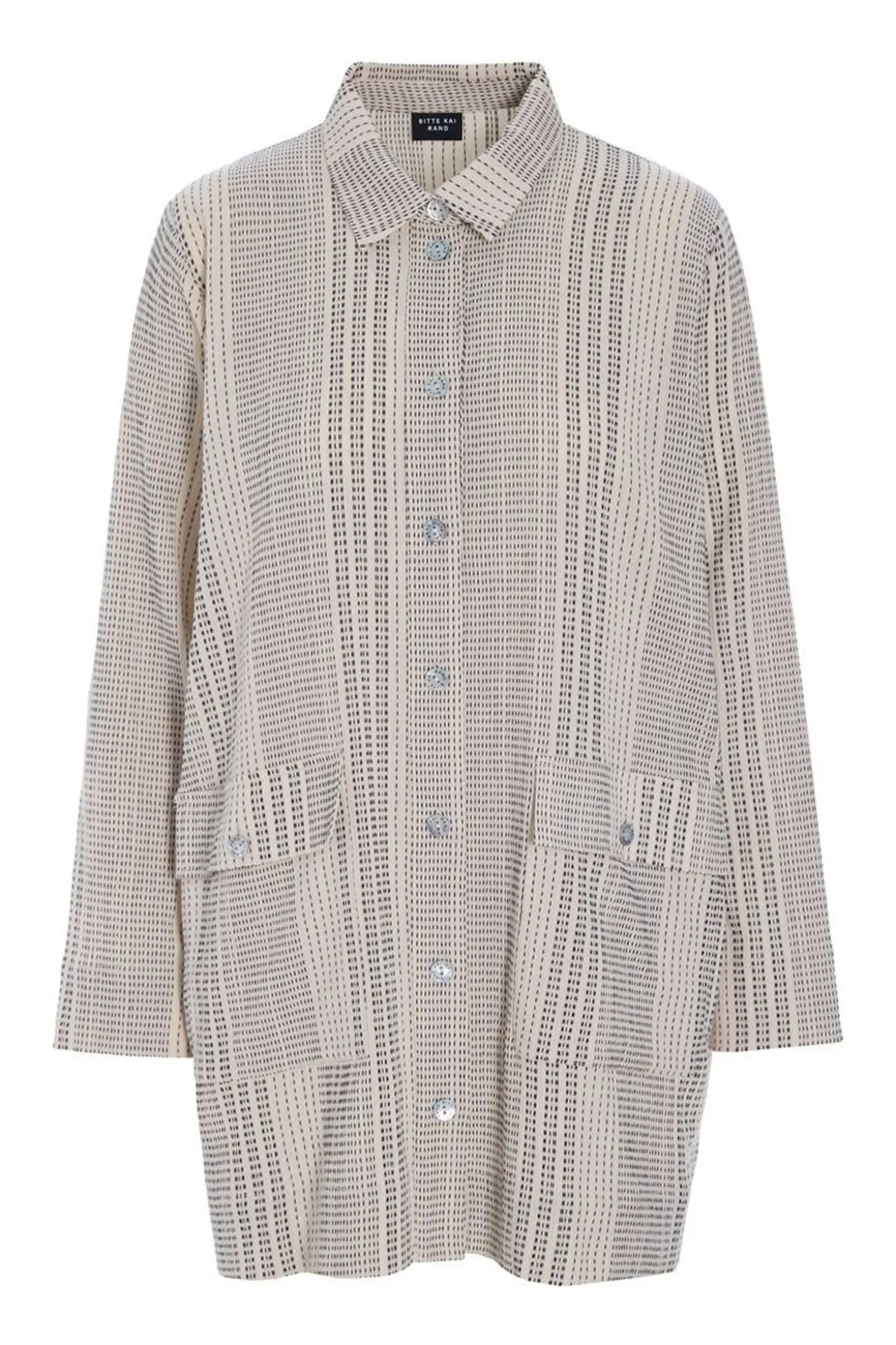 Shiko lang skjorte IVORY/BLACK STITCH 26124645616
