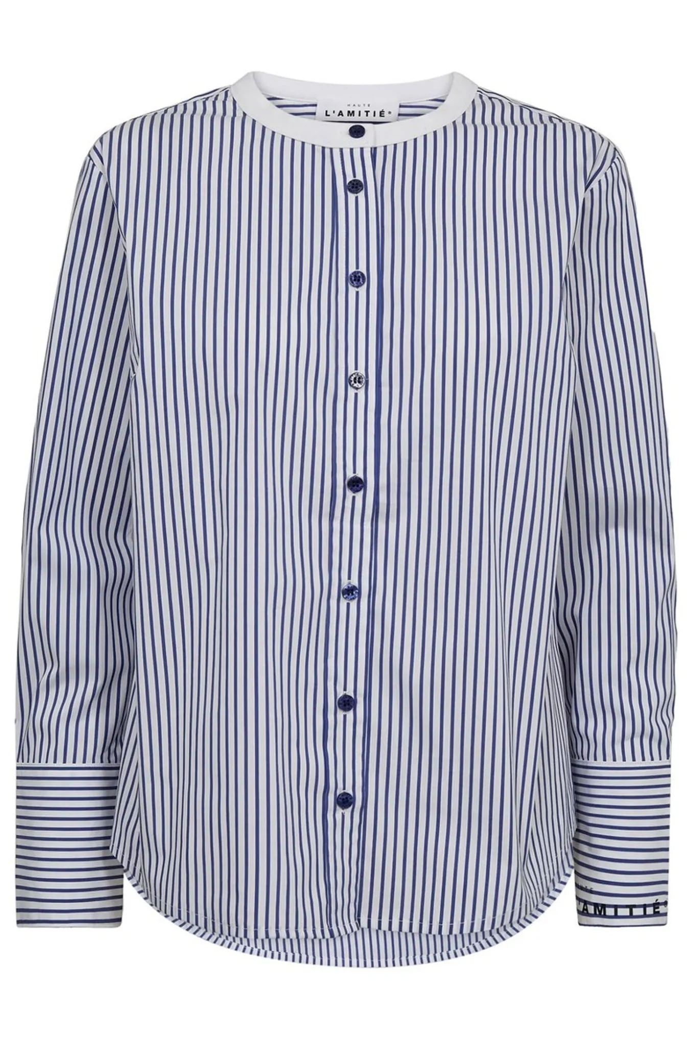 Stripe Cuff Logo Shirt White Blue Stripe HL10301